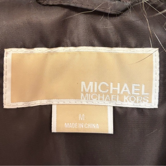 Michael Kors puffer with removable fur collar, chocolate brown, size M - Picture 5 of 6